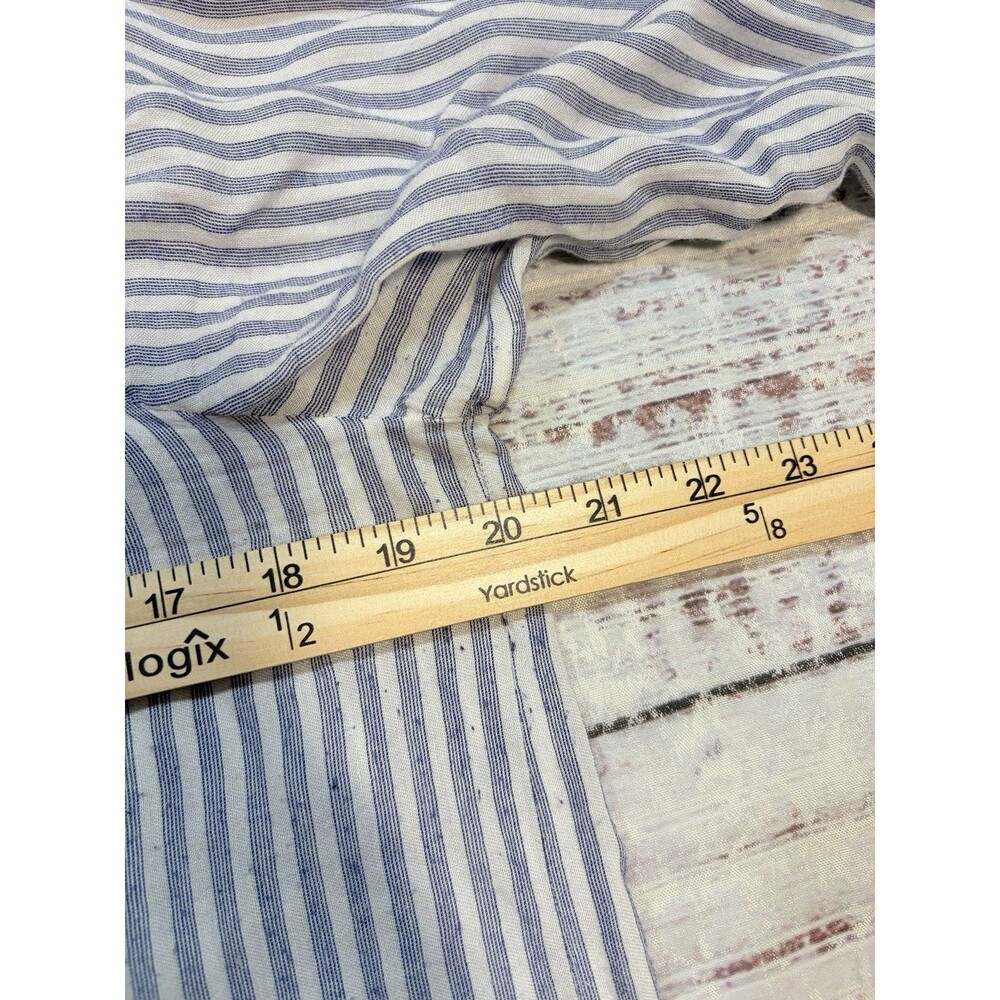 LOFT Blue White Striped Button Keyhole Round Neck Rayon Linen Blouse Size Small - Picture 7 of 12